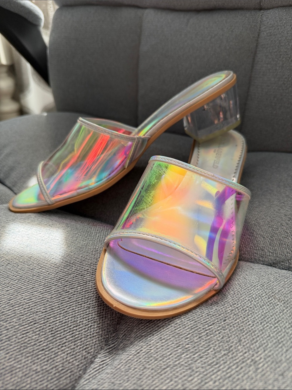Karl Lagerfeld Iridescent Clear Slide Mules - size 9